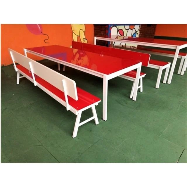 conjunto_mesa_refeitorio_infantil_com_banco_separado_com_encosto_vermelho
